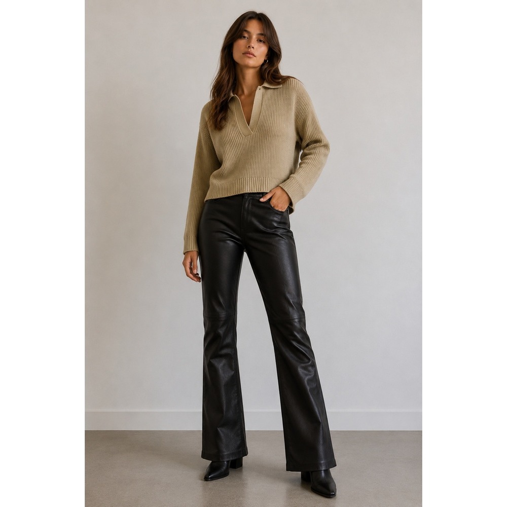 Industry Pants Womens 8 Black Leather Bootcut Y2K Biker Edgy Grunge
